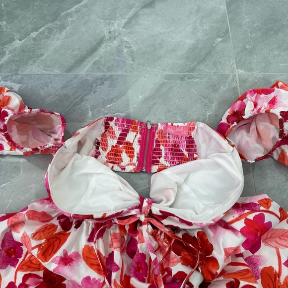 NWOT Women’s Lilly’s Kloset Floral Strapless Long Sleeve Cutout Dress Large - Picture 8 of 16